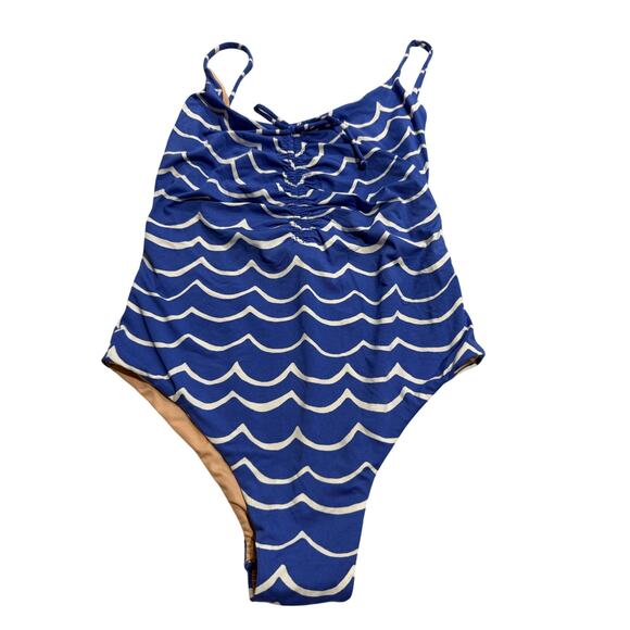 NWT J. Crew Playa Swim Suit Laguna One Piece Ruched Sz Small Blue White J2483 - Picture 1 of 9